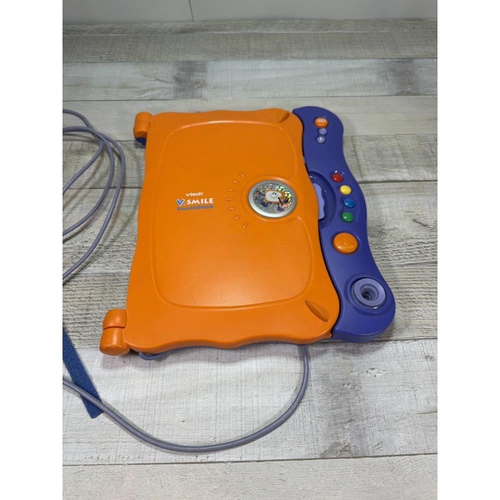 2007 VTech V Smile SmartBook Learning System Orange Purple Stylus Cord Untested